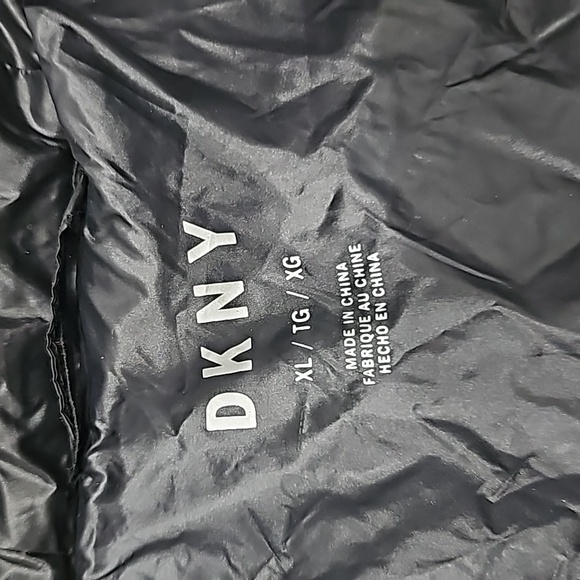 DKNY Jeans Diamond Quilted Hooded Water Resistant Coat Puffer Size XL Black - Picture 10 of 14